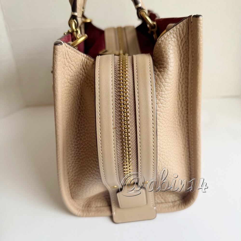 Exclusive Coach Rogue 25 Leather Top Handle Satchel Handbag in Color Taupe - Picture 4 of 16